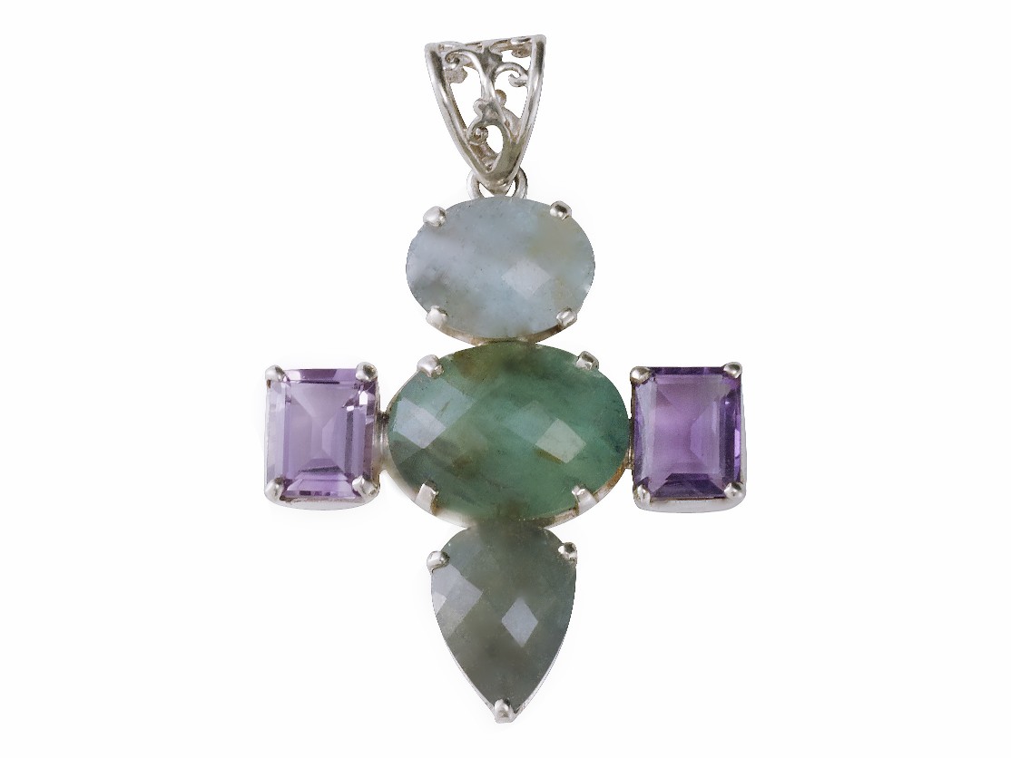 ga173_1 Amethyst Aquamarin Anhänger