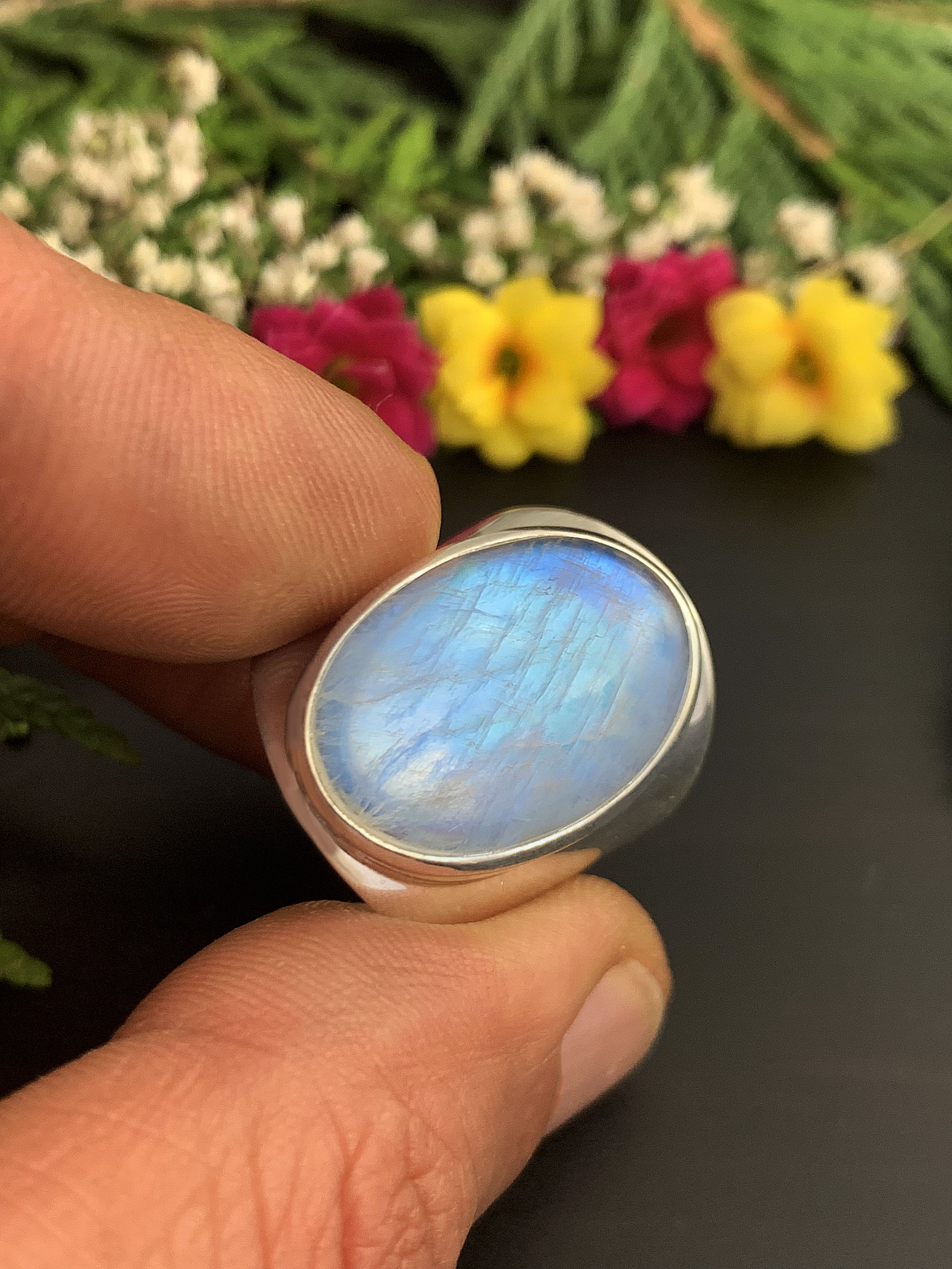 Mondstein Ring - Regenbogen