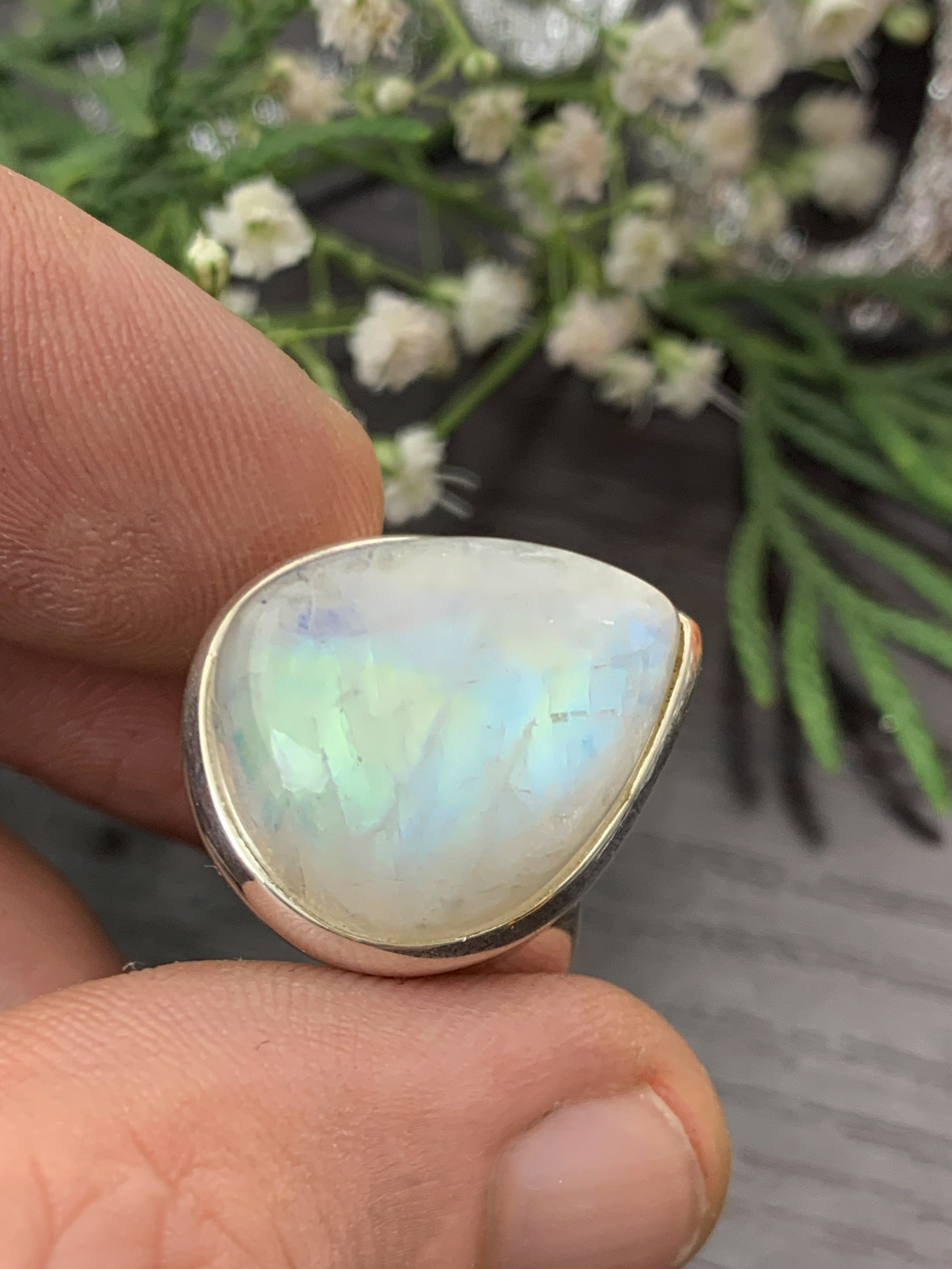 Moonstone Ring - Rainbow - 54,5/14,5