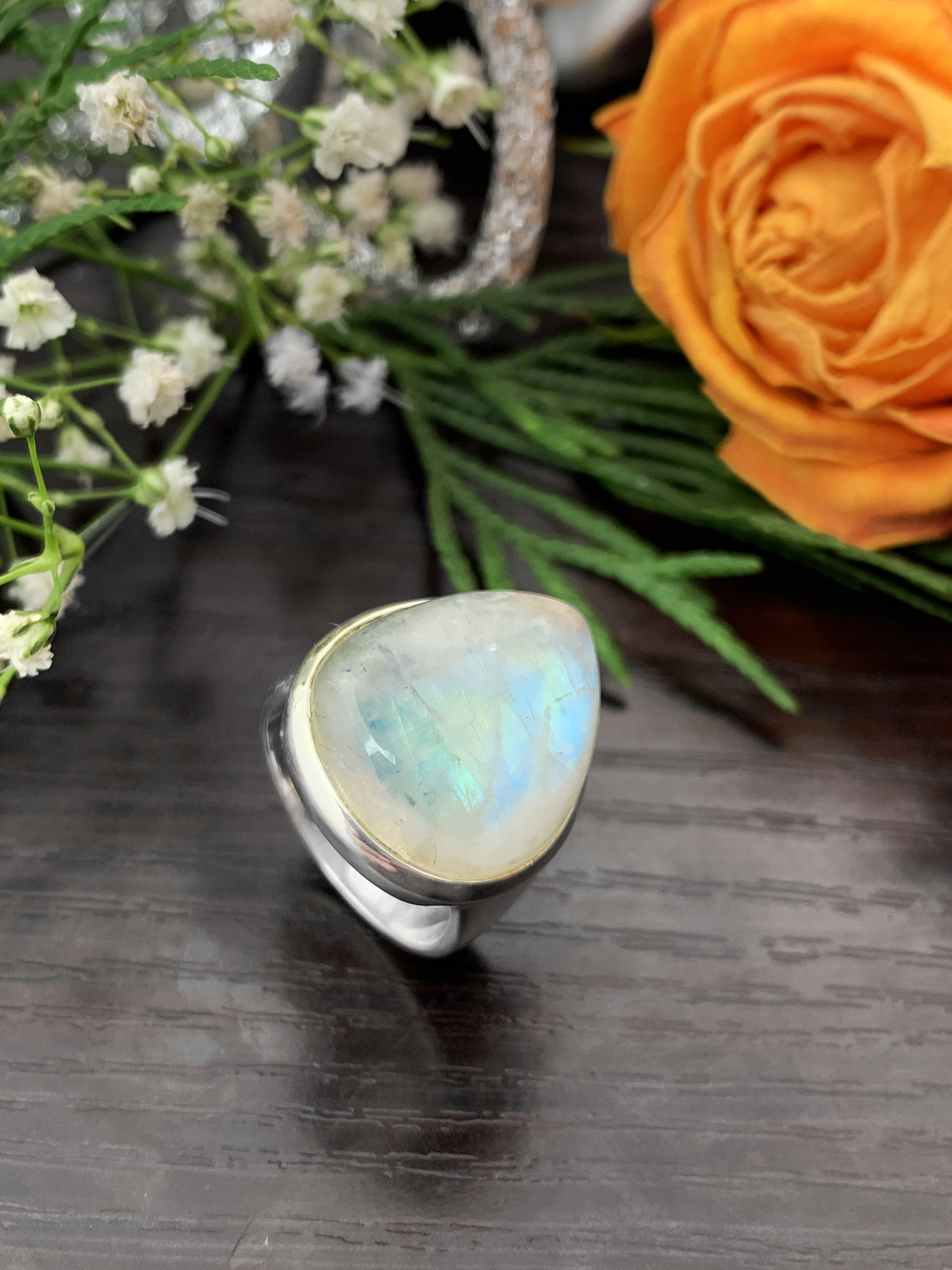 Moonstone Ring - Rainbow - 54,5/14,5