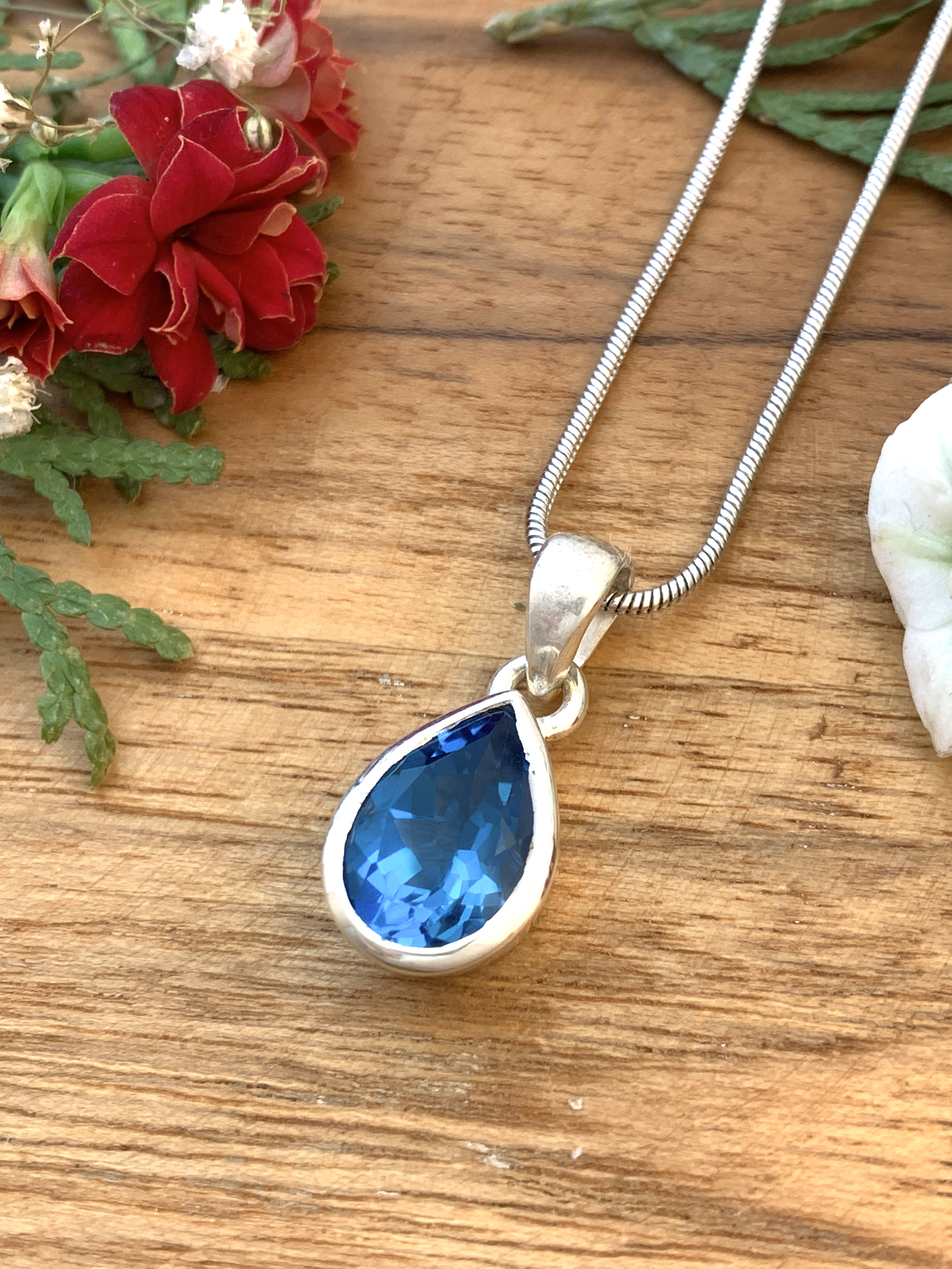 Swiss Blue Topaz Pendant -TOP