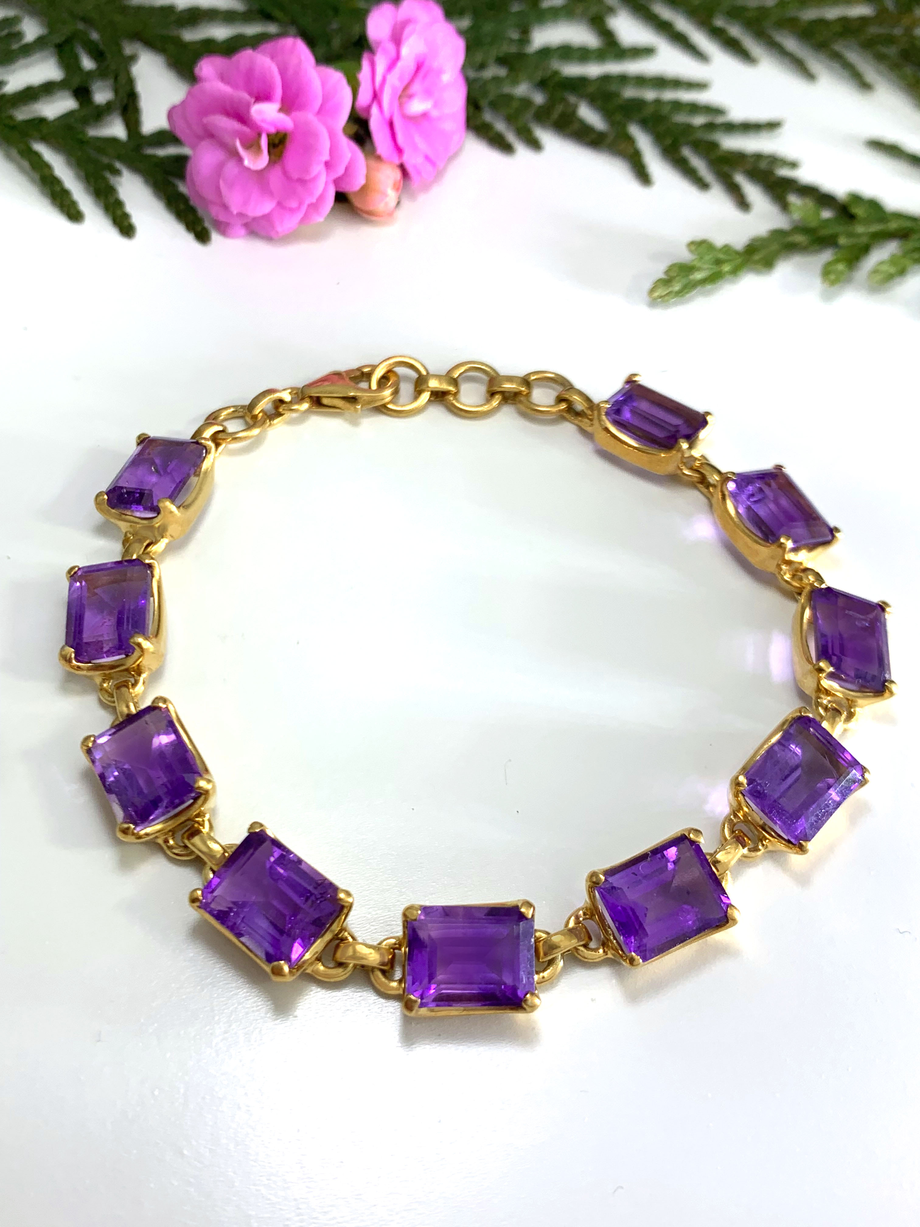amethyst-armband-vergoldet-amethyst-bracelet-gold-plated-ab00345 Amethyst Armband