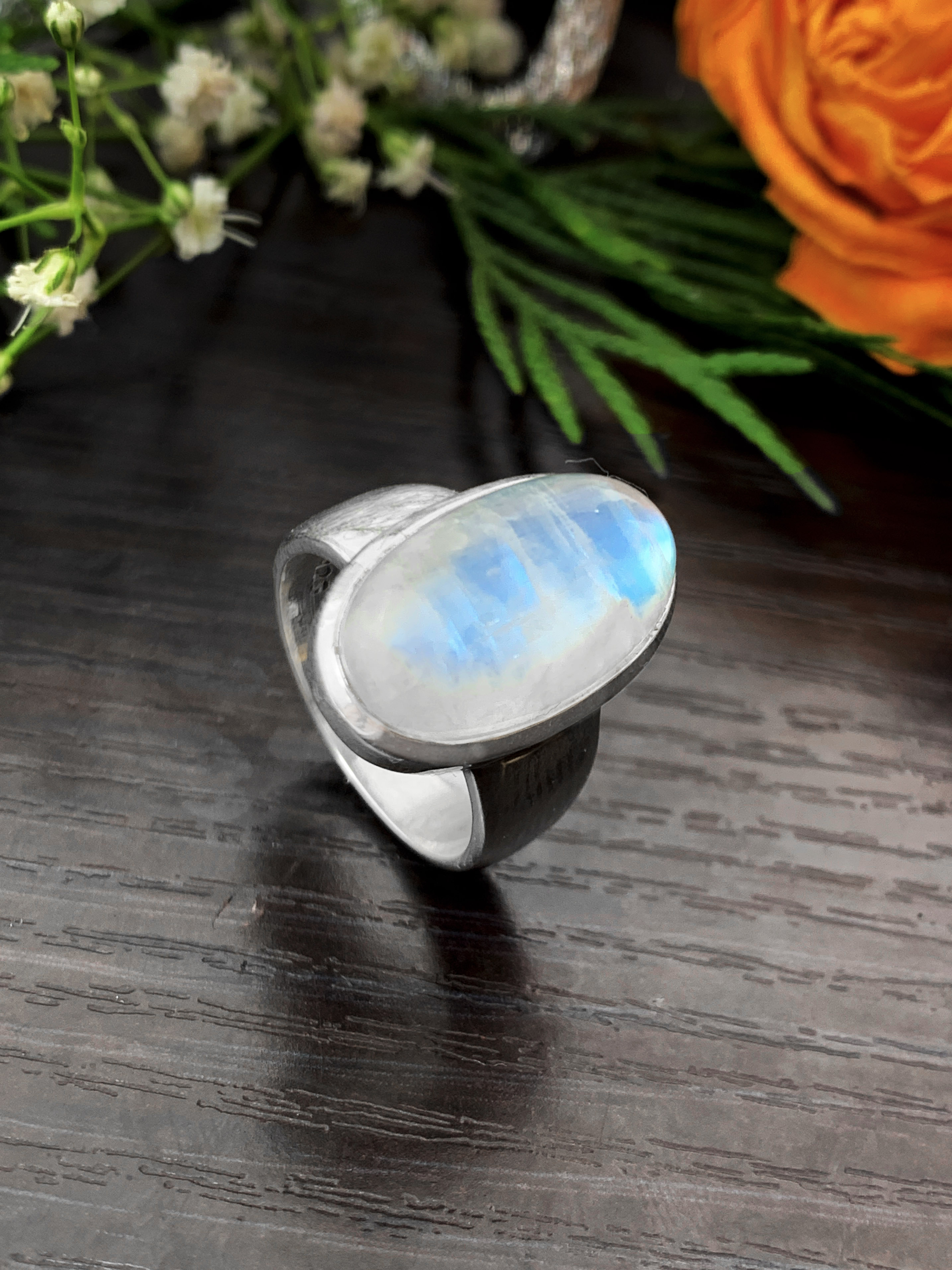 Moonstone Ring - Rainbow - 57/17
