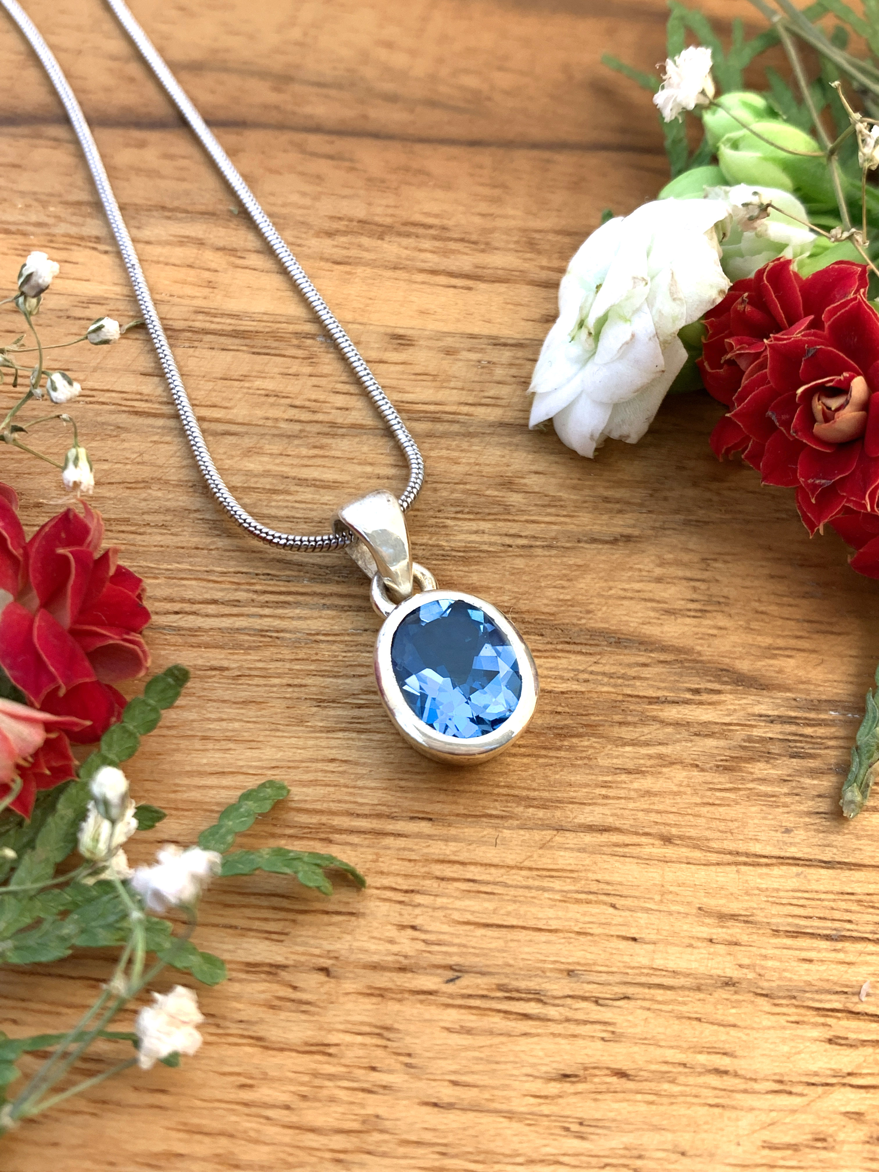 Swiss Blue Topaz Pendant -TOP