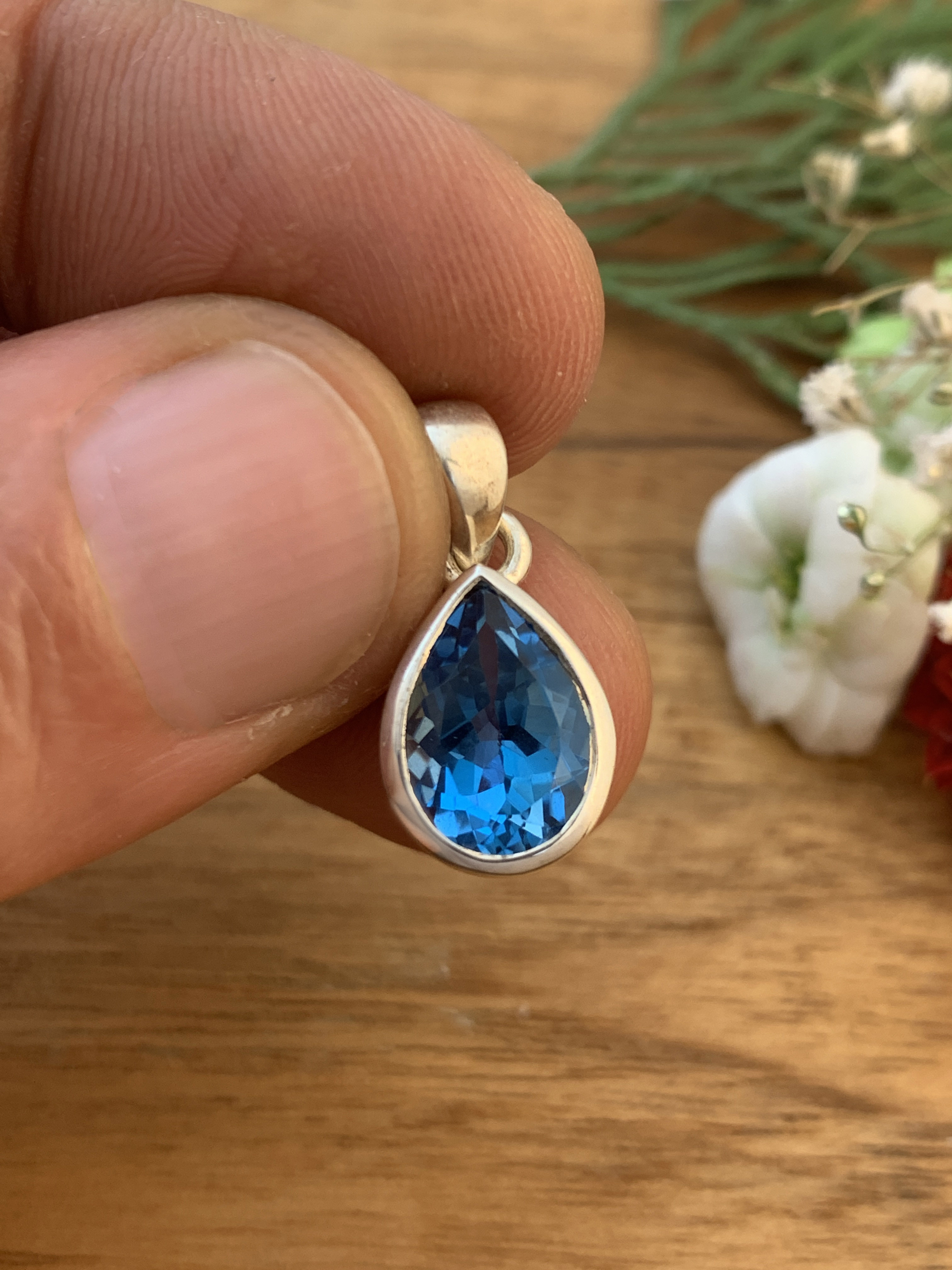 Swiss Blue Topaz Pendant -TOP