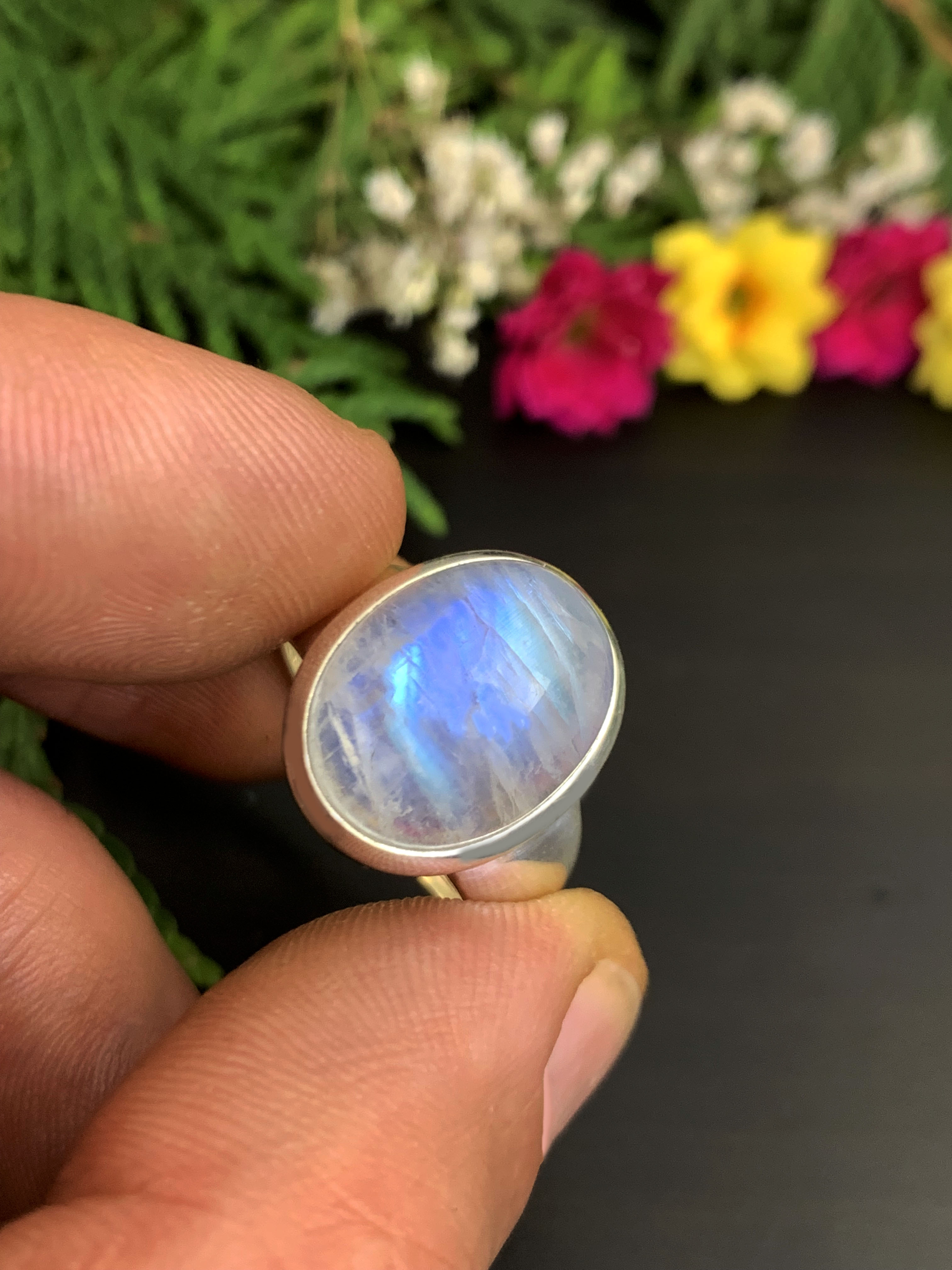 Moonstone Ring - Rainbow 