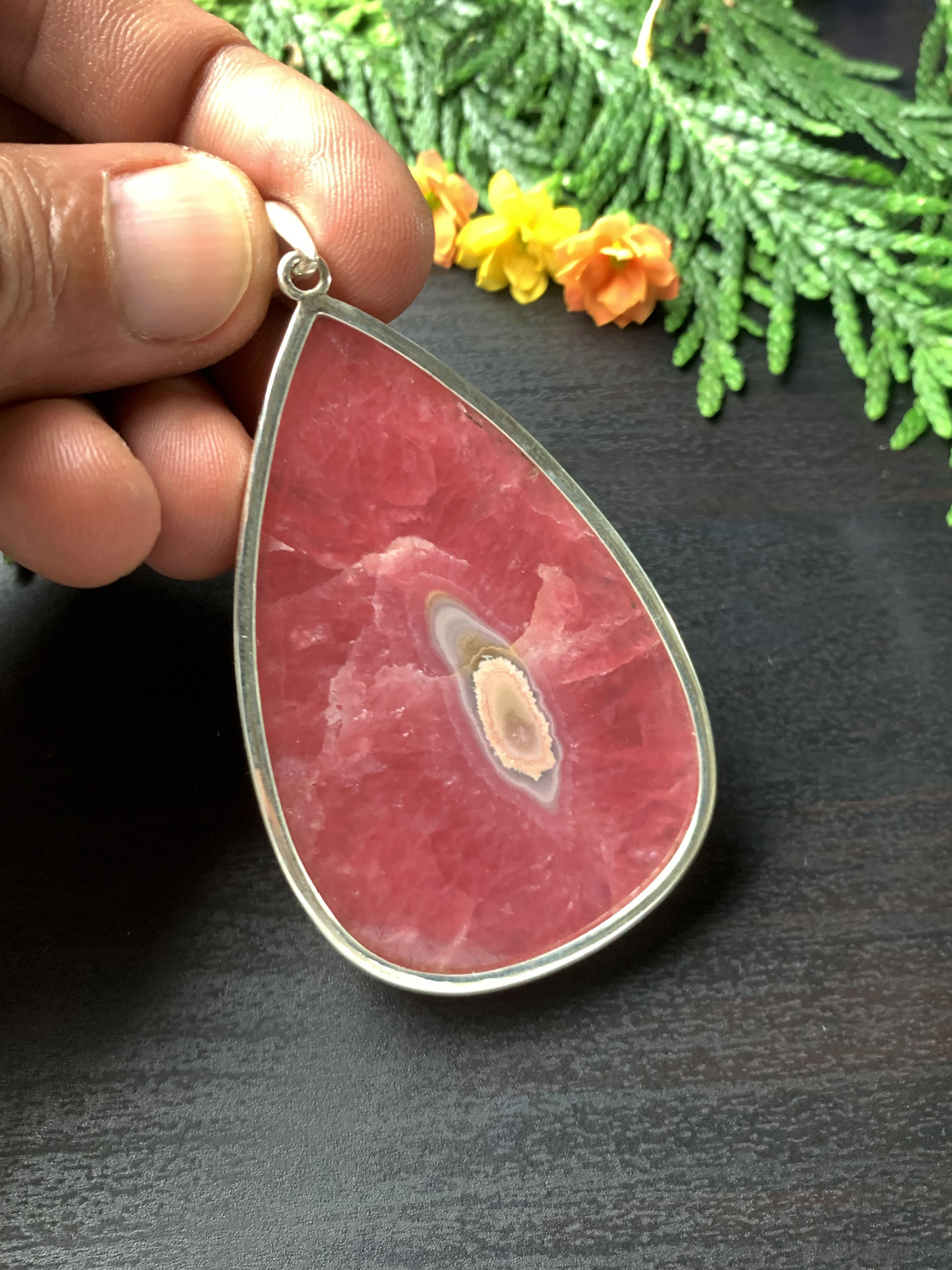 Rhodochrosite Pendant - XL TOP