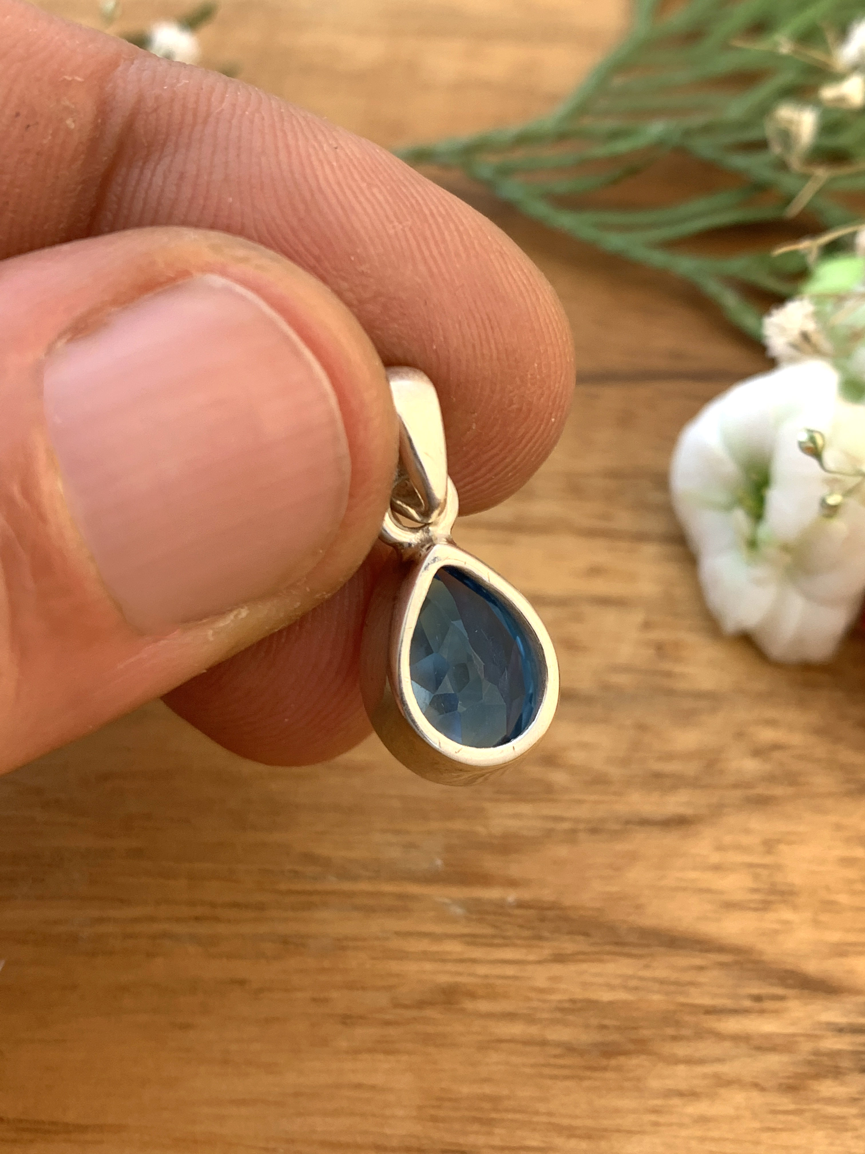 Swiss Blue Topaz Pendant -TOP