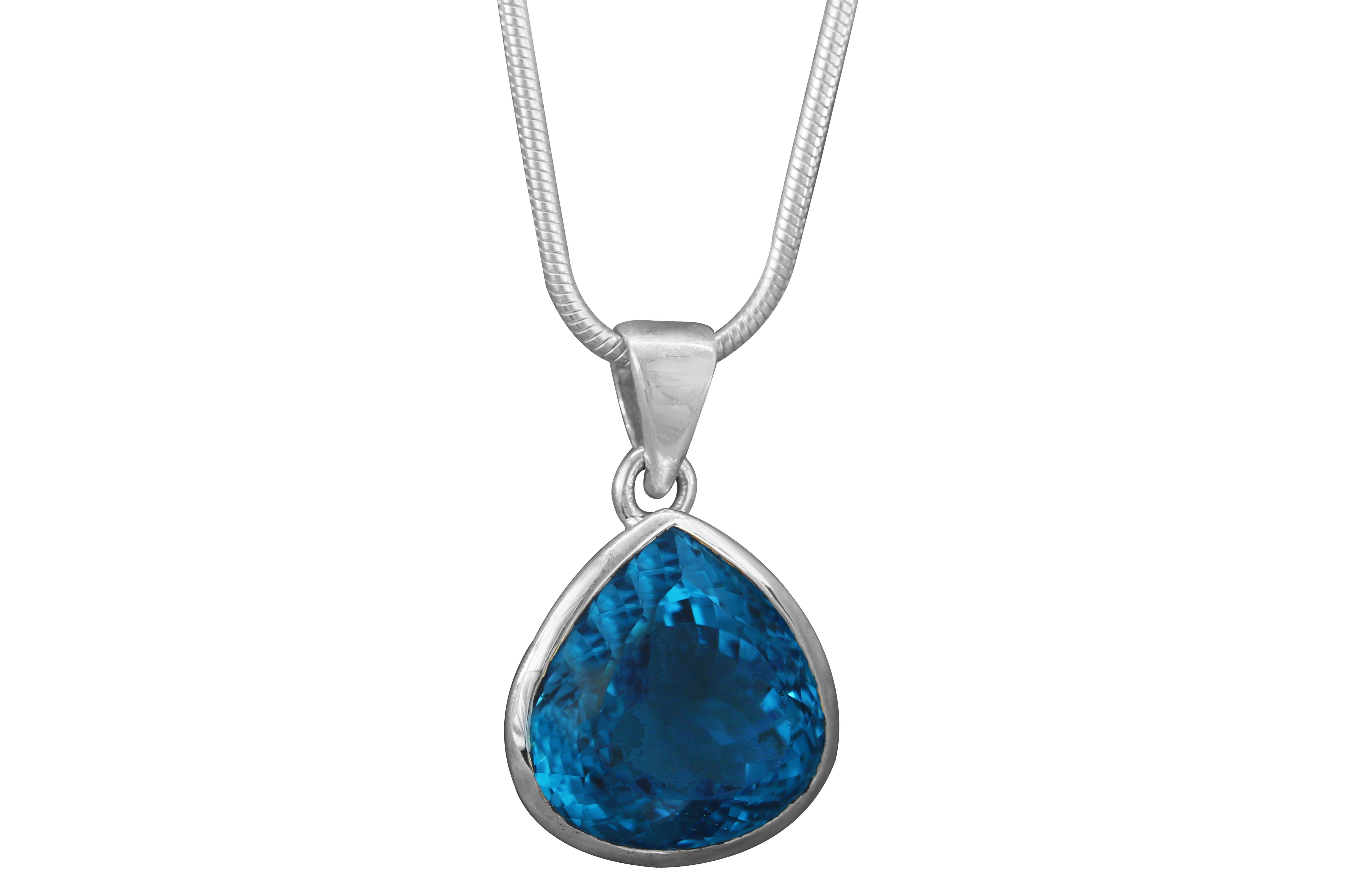 TOP Swiss Blue Topaz Pendant