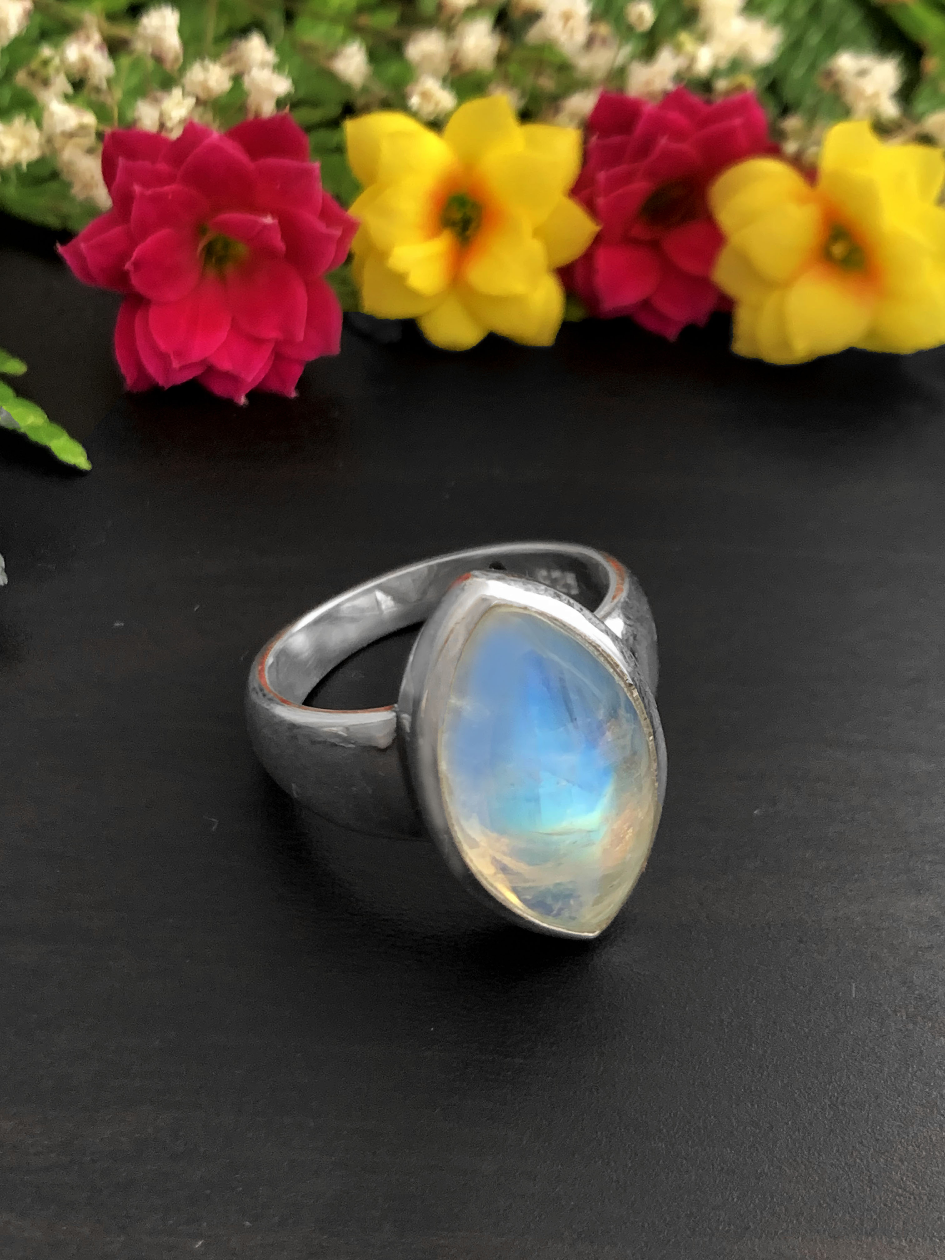 Mondstein Ring - Regenbogen