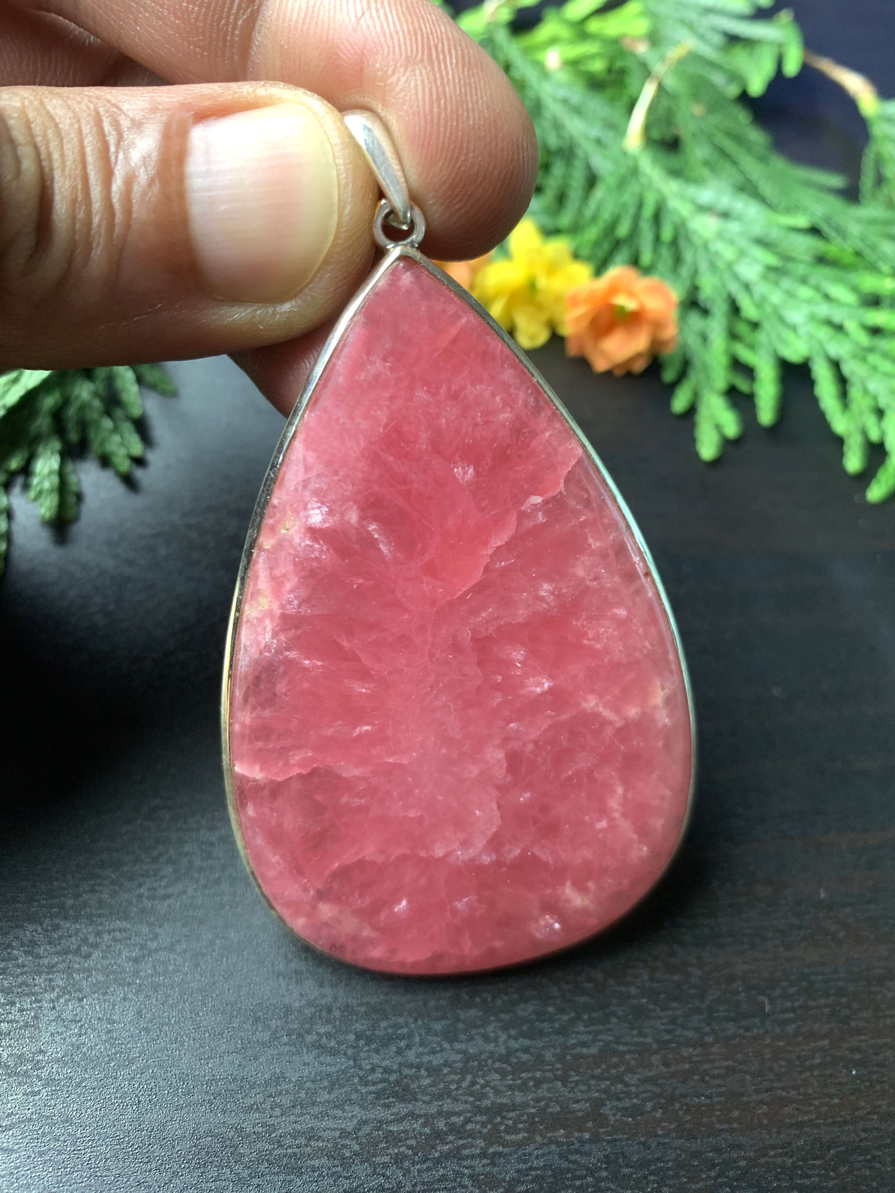 Rhodochrosite Pendant - XL TOP