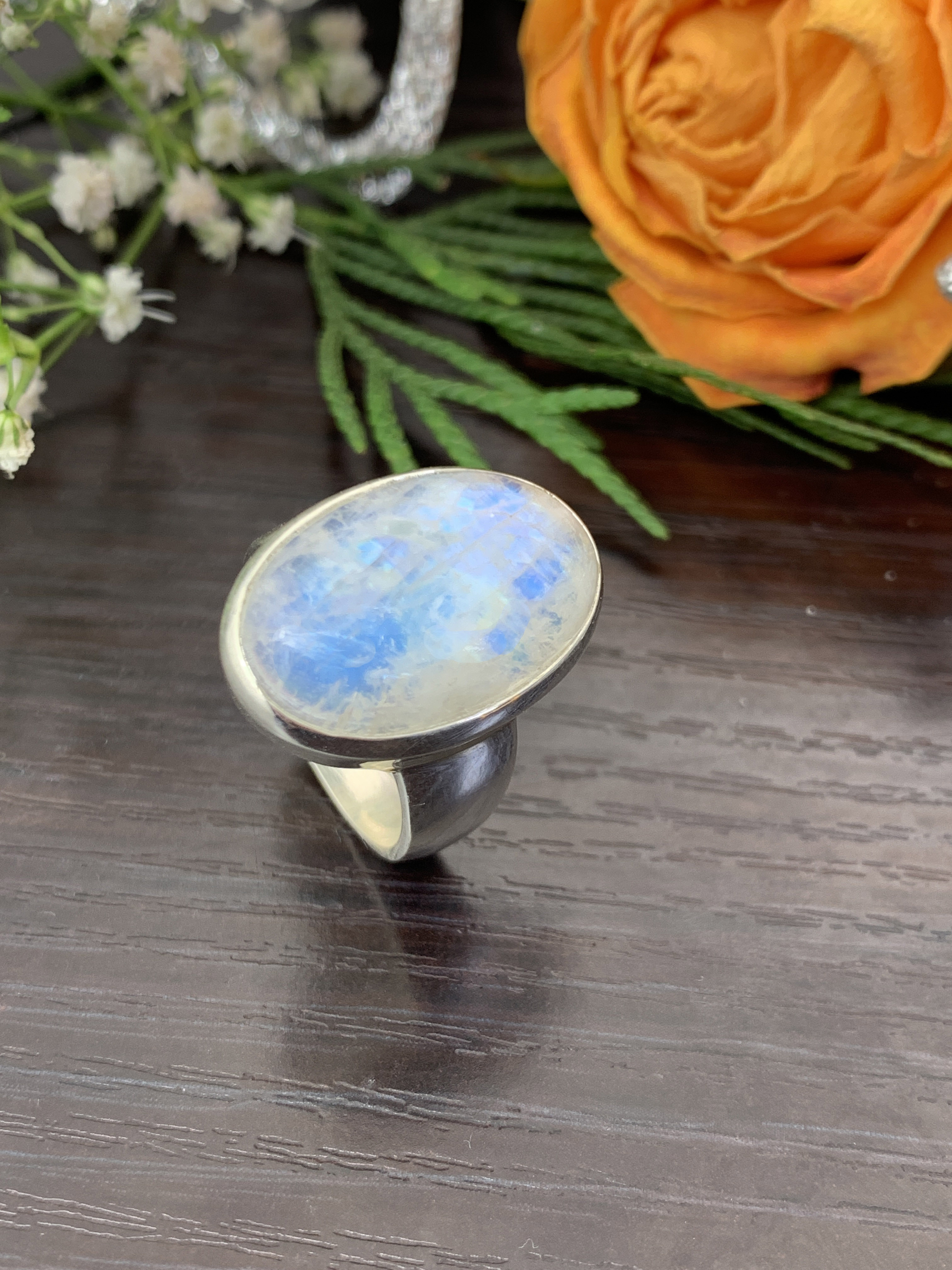 Moonstone Ring - Rainbow - 59/19