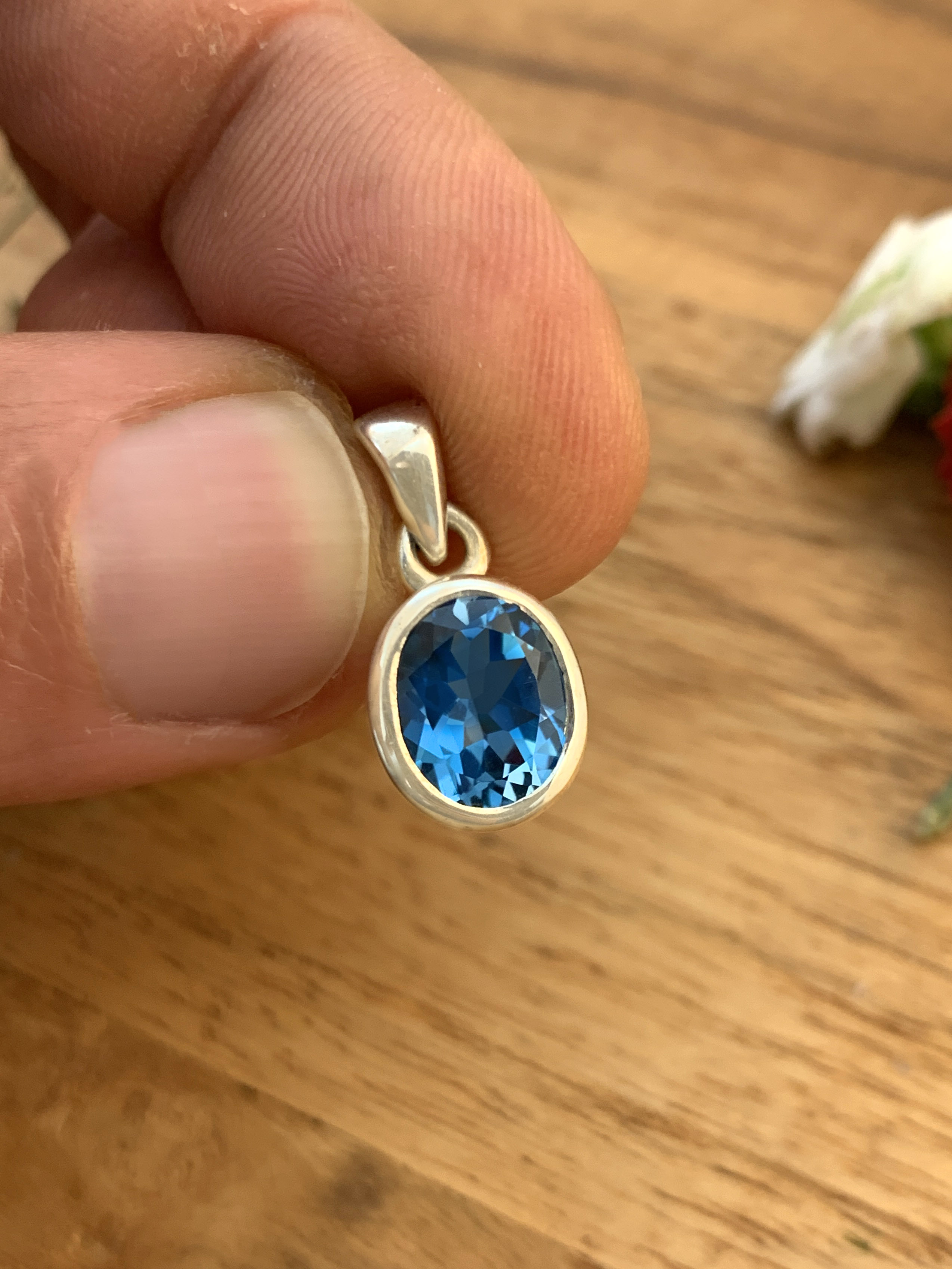 Swiss Blue Topaz Pendant -TOP