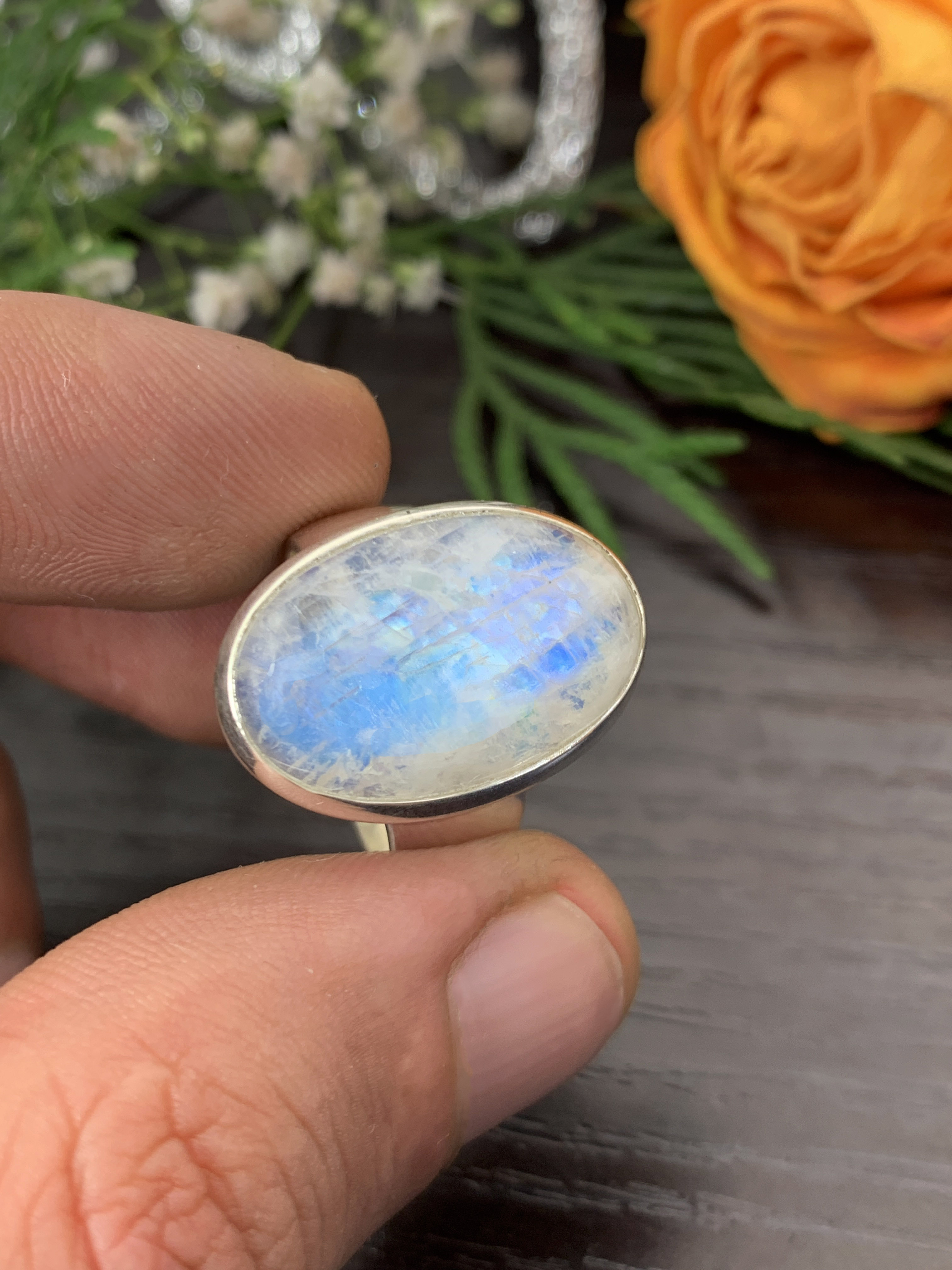Moonstone Ring - Rainbow - 59/19