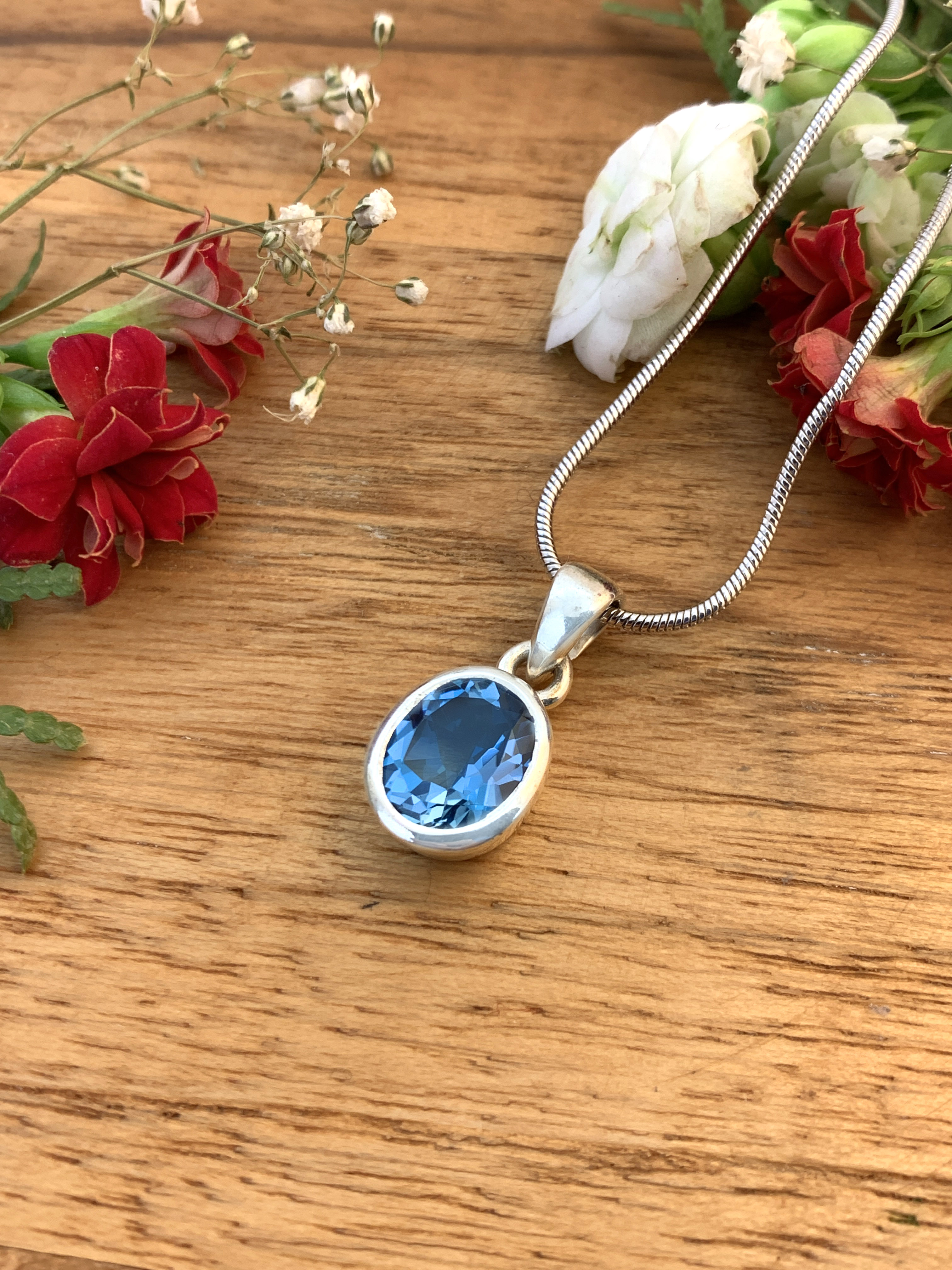 Swiss Blue Topaz Pendant -TOP
