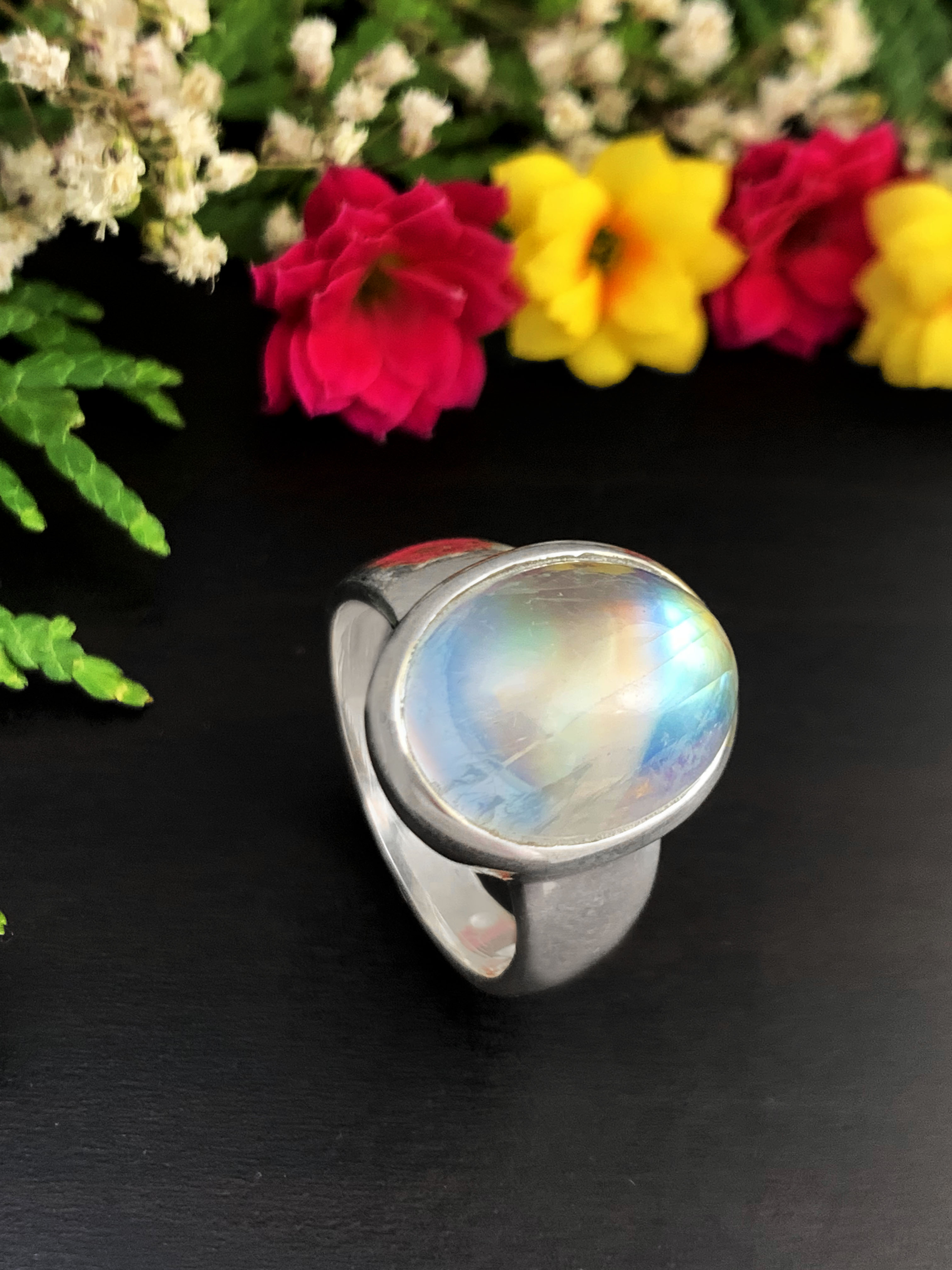 Moonstone Ring - Rainbow 