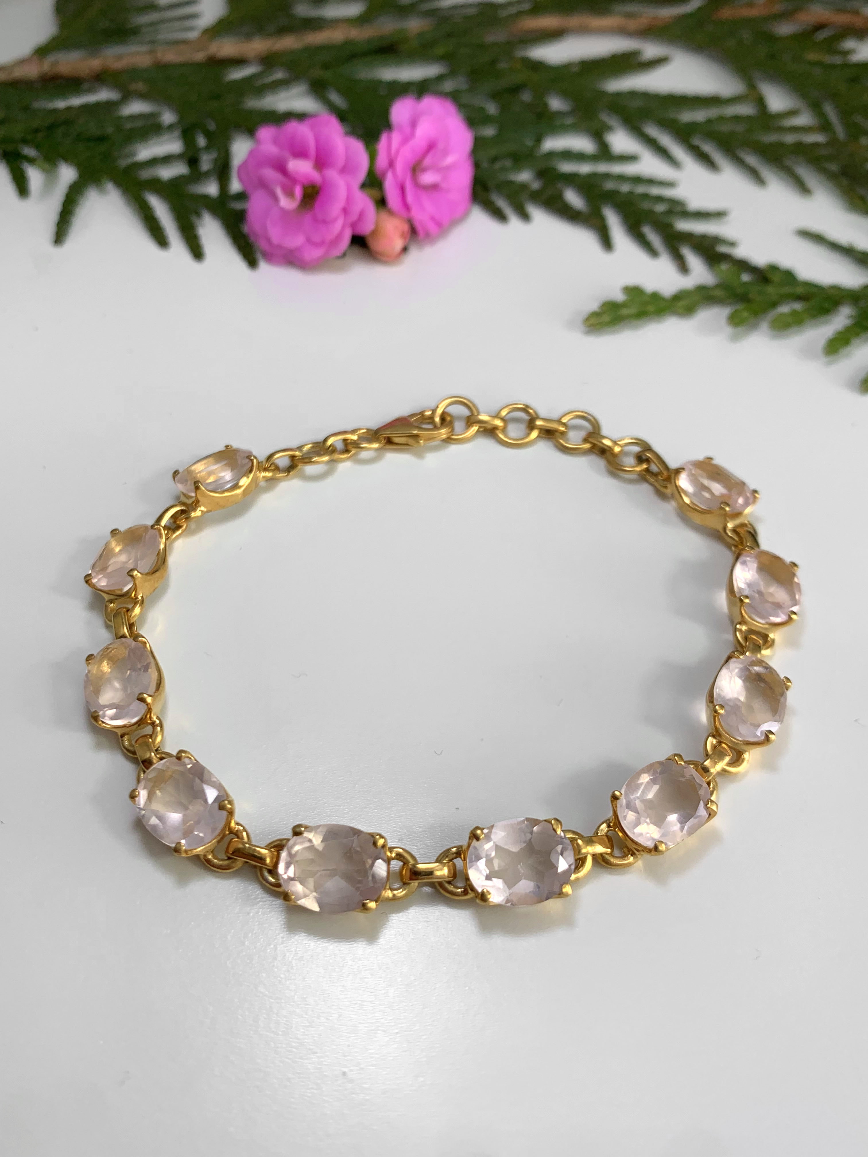 rosenquarz-armband-vergoldet-rose-quartz-bracelet-gold-plated-ab00344 Rose Quartz Bracelet