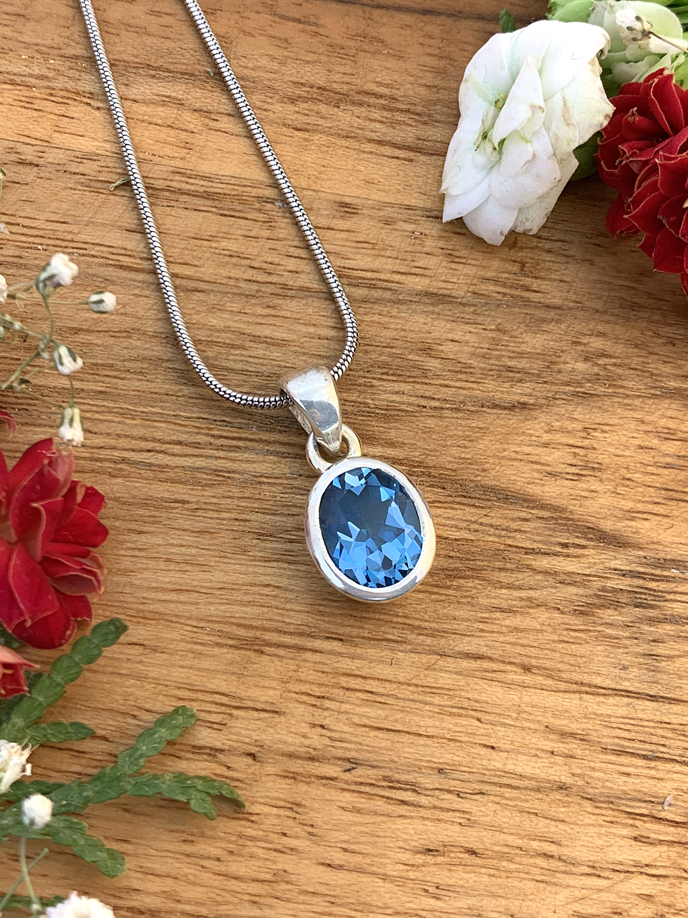 Swiss Blue Topaz Pendant -TOP