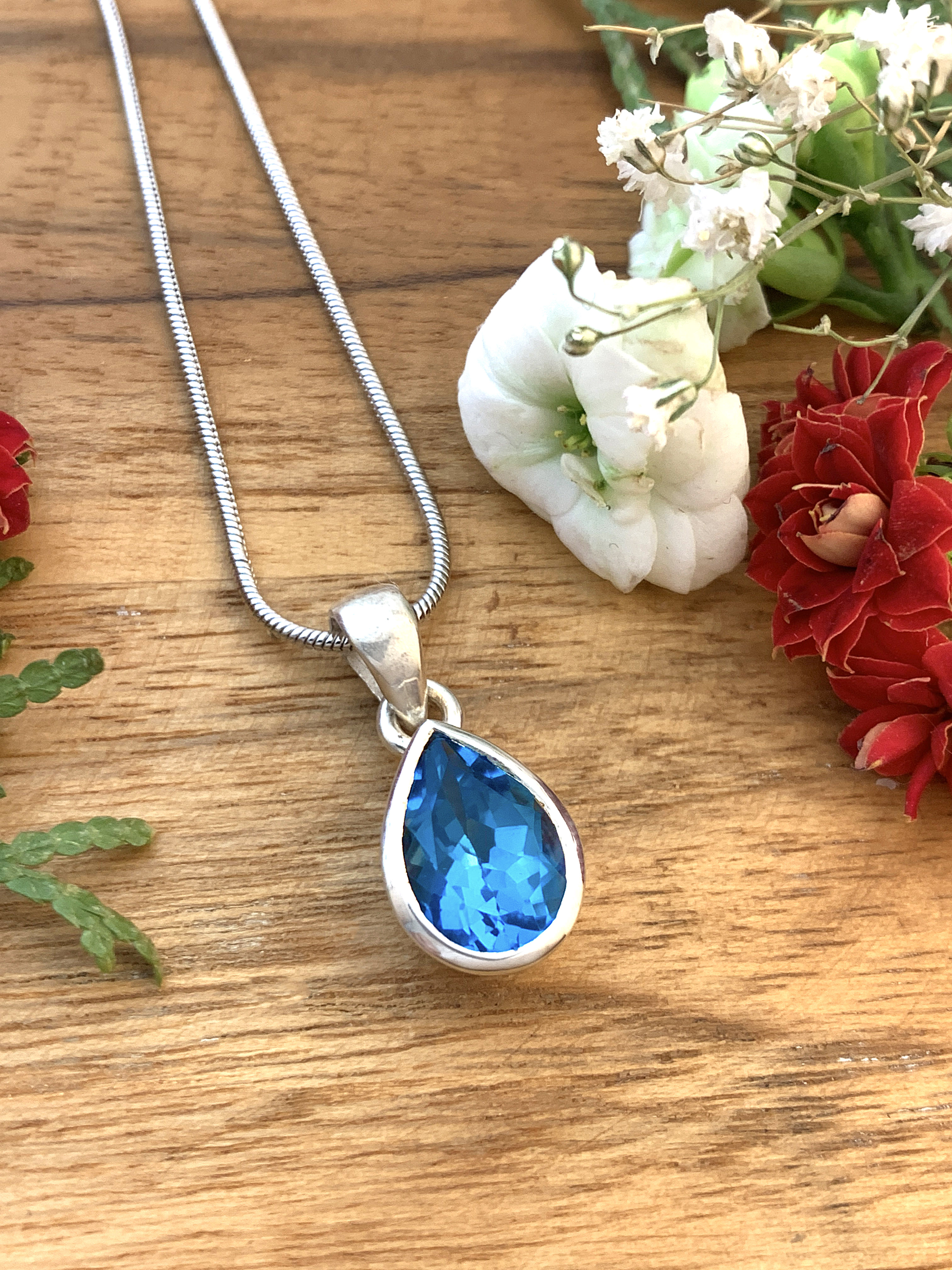 Swiss Blue Topaz Pendant -TOP