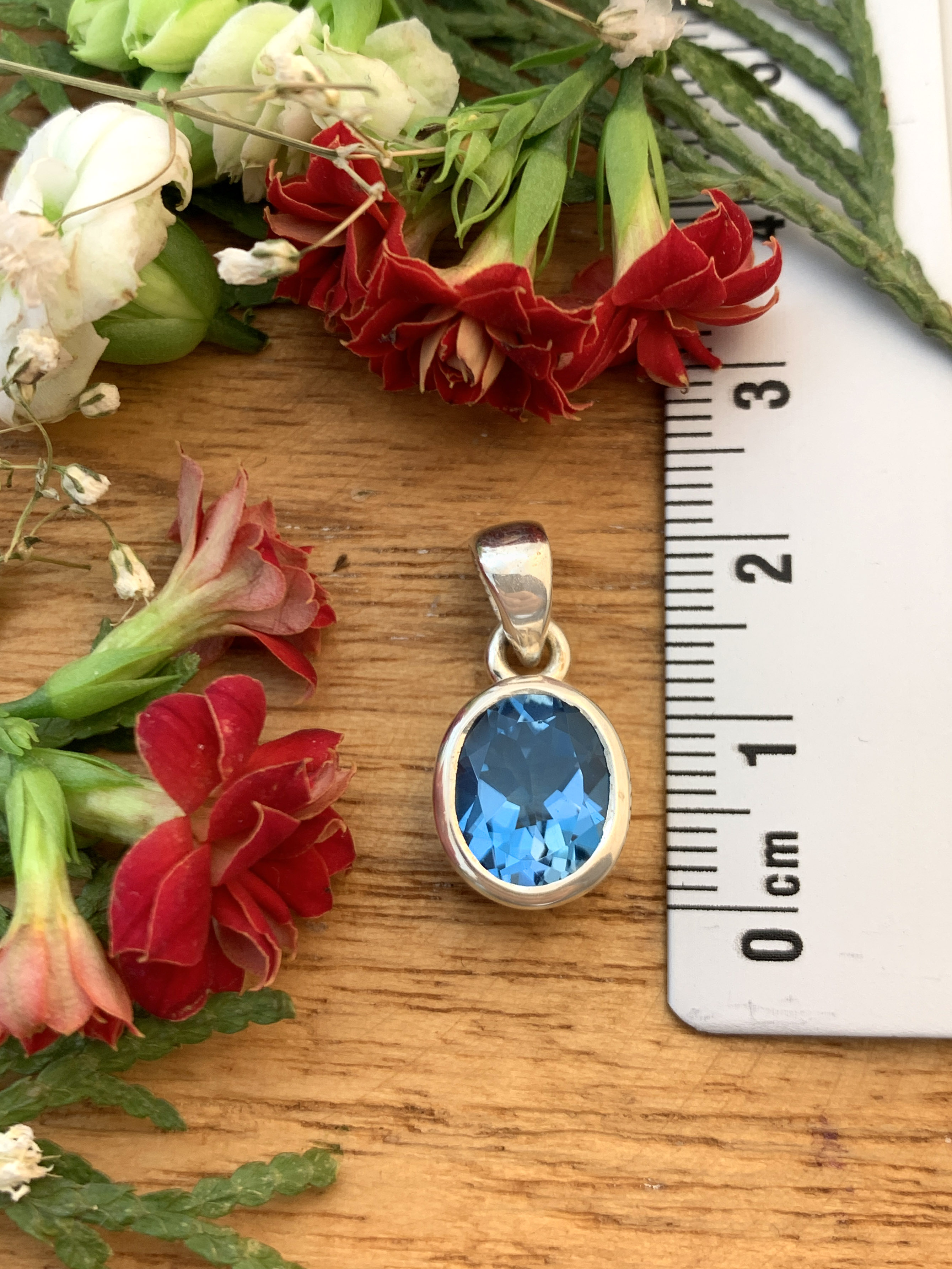 Swiss Blue Topaz Pendant -TOP