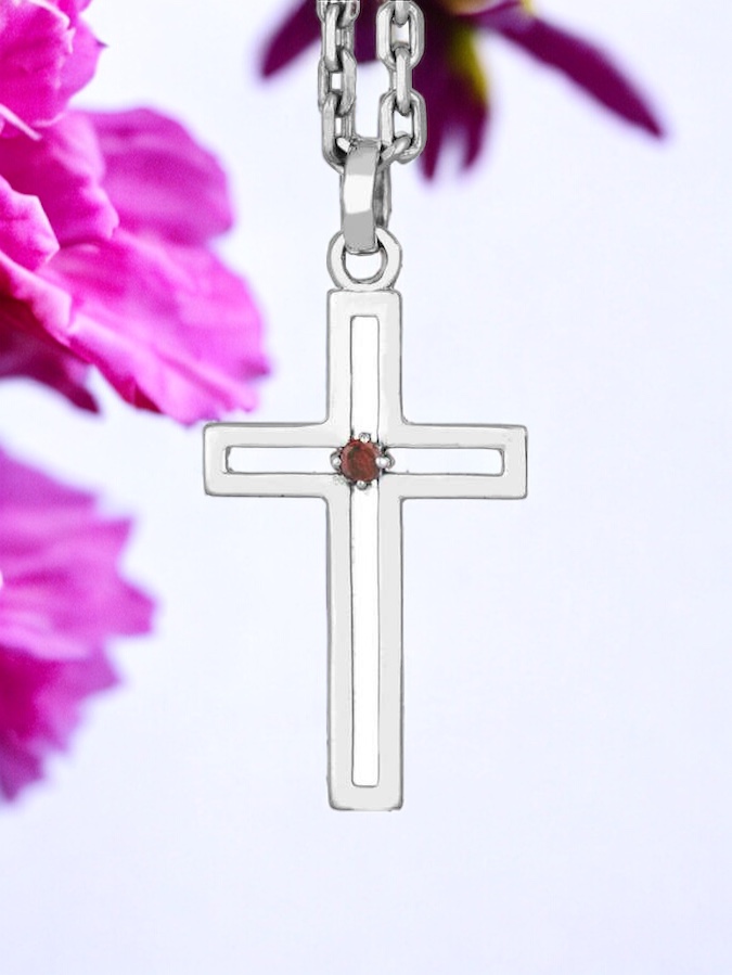 Photoroom_20240316_182636 Kreuz Anhänger - Granat