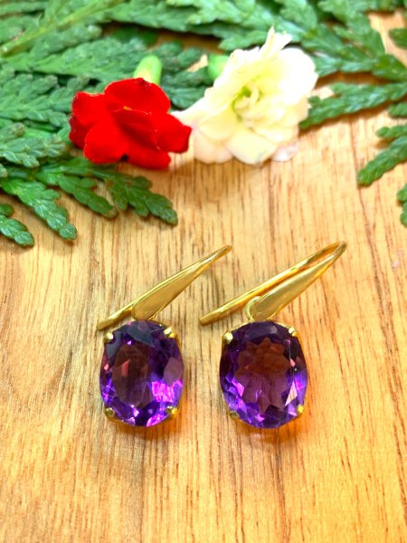 Amethyst Earrings - vergoldet